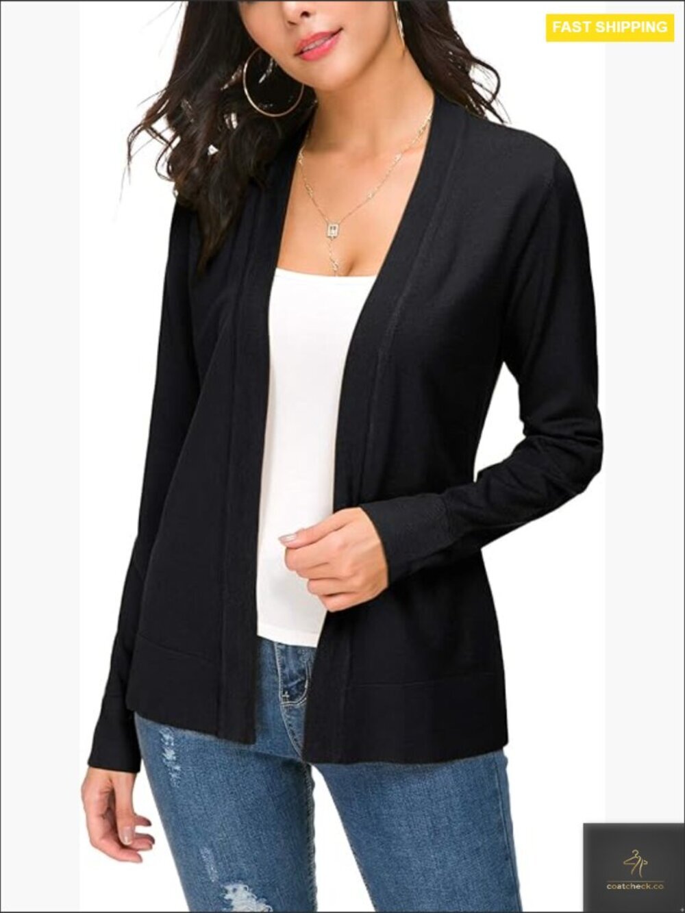 Long Sleeve Open Front Cardigan Sweater Lightweight Knit Casual Chic